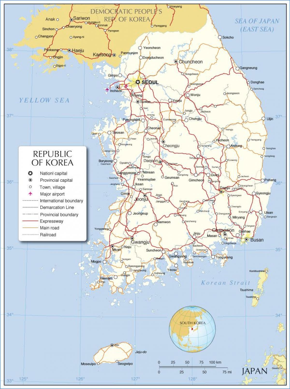 国の地図 韓国 (ROK)